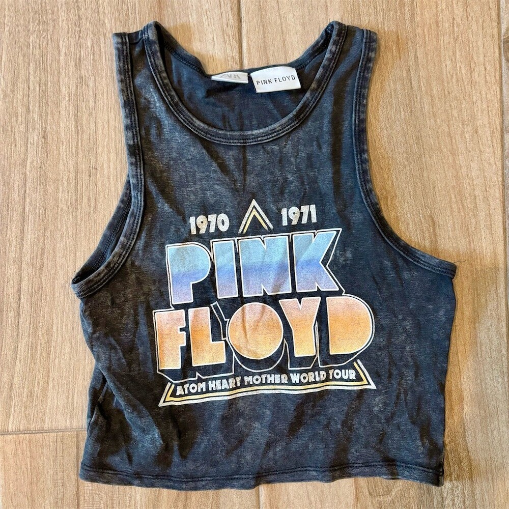 Zara Girls Pink Floyd Tank Top Charcoal Gray Graphic Band Tee Size 13-14